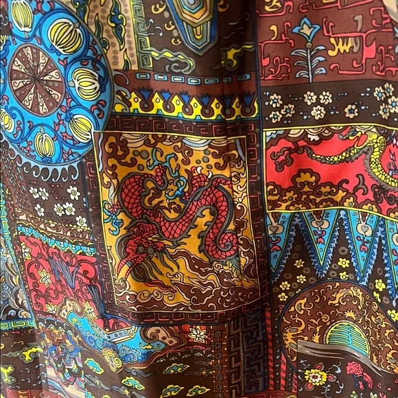 Vintage OOAK Cotton Patchwork Cotton Cheongsam Sleeveless Midi Dress - Picture 5 of 8